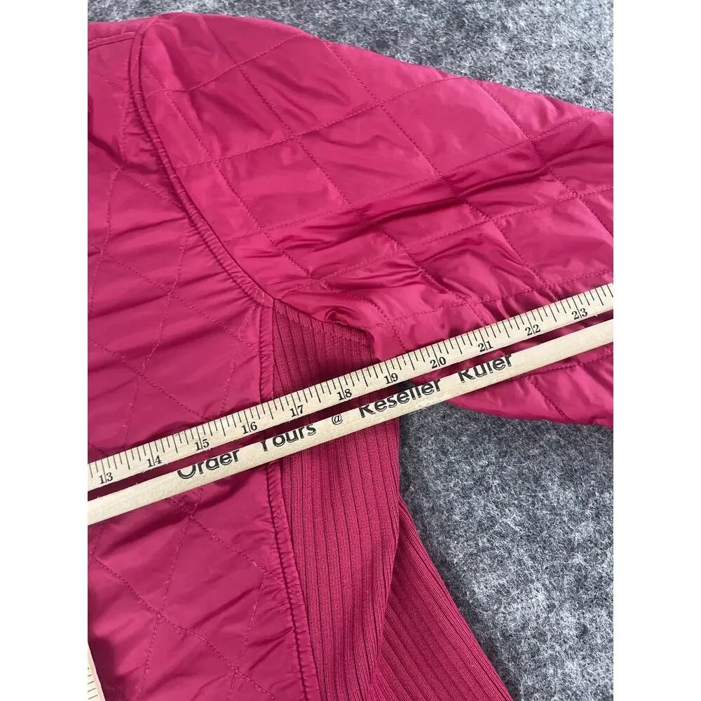 LL Bean Jacket Women’s Medium Pink Windbreaker Pockets Lined Fur N313